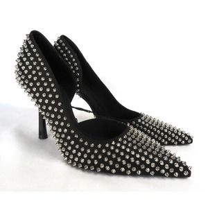 NWT Black ZARA Studded High Heel D'orsay Shoes Women's Sz 9 EU 40
